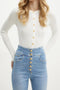 Cardigan in cotone con trasparenze e bottoni dorati<BR/> MK41S 51E2360 Elisabetta Franchi 