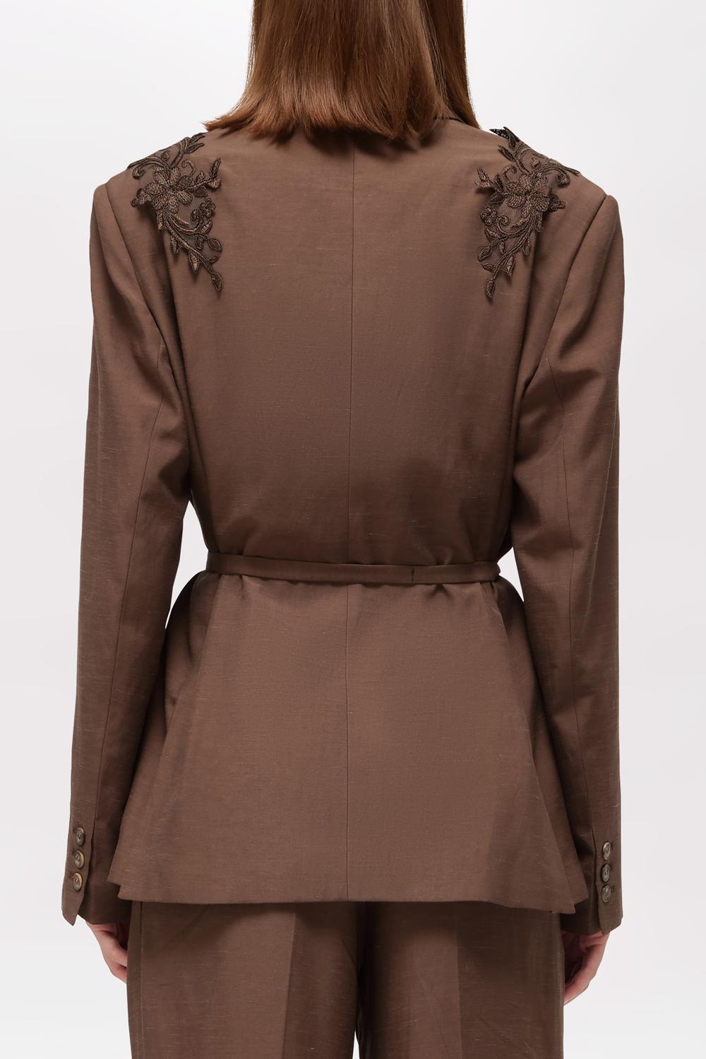 Giacca donna over in misto lino con ricamo RA6091 T8823P9414 Blugirl 