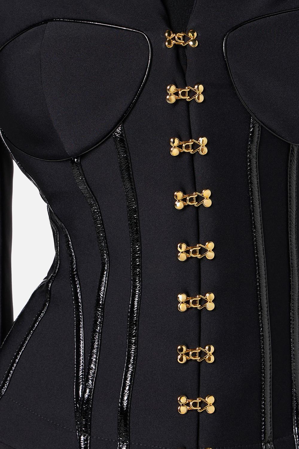 Giacca in neoprene con dettagli corsetto<BR/> GI182 57E2110 Elisabetta Franchi 