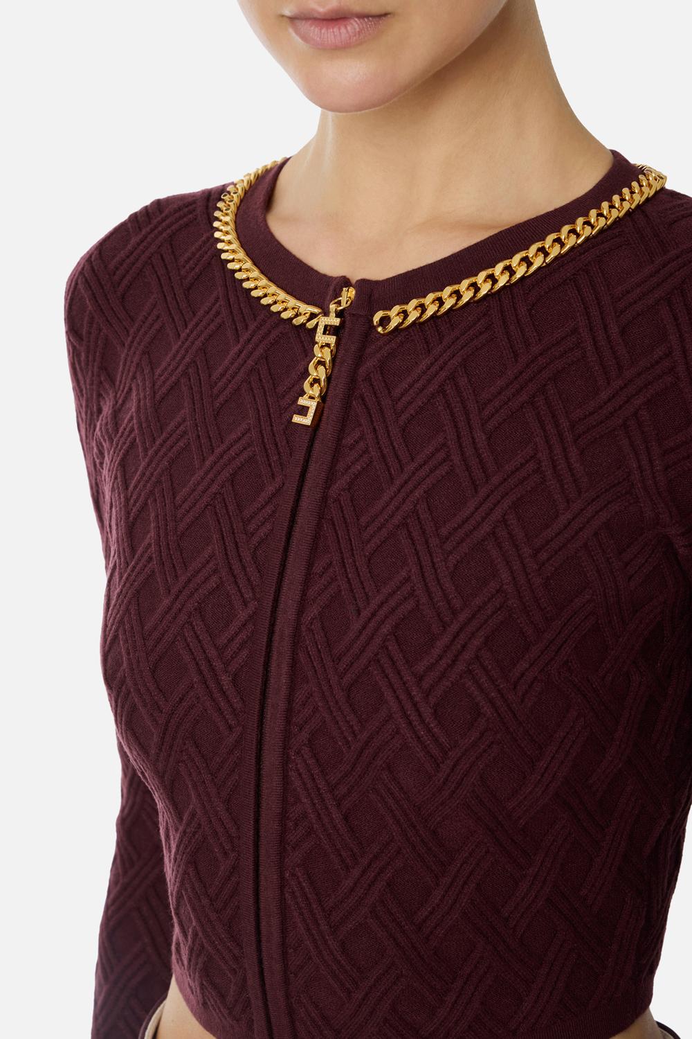 Cardigan in maglia a rombi con dettaglio gioiello MK29B 56E2EA4 Elisabetta Franchi 