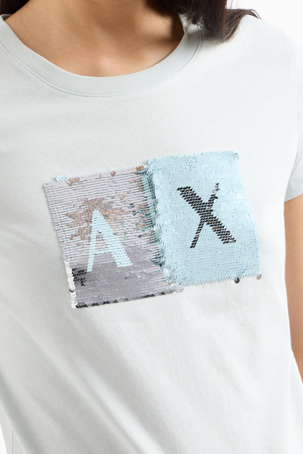 T-shirt slim fit con logo con strass Armani Exchange<BR/> 8NYTDL YJ73ZU9093 Armani Exchange 