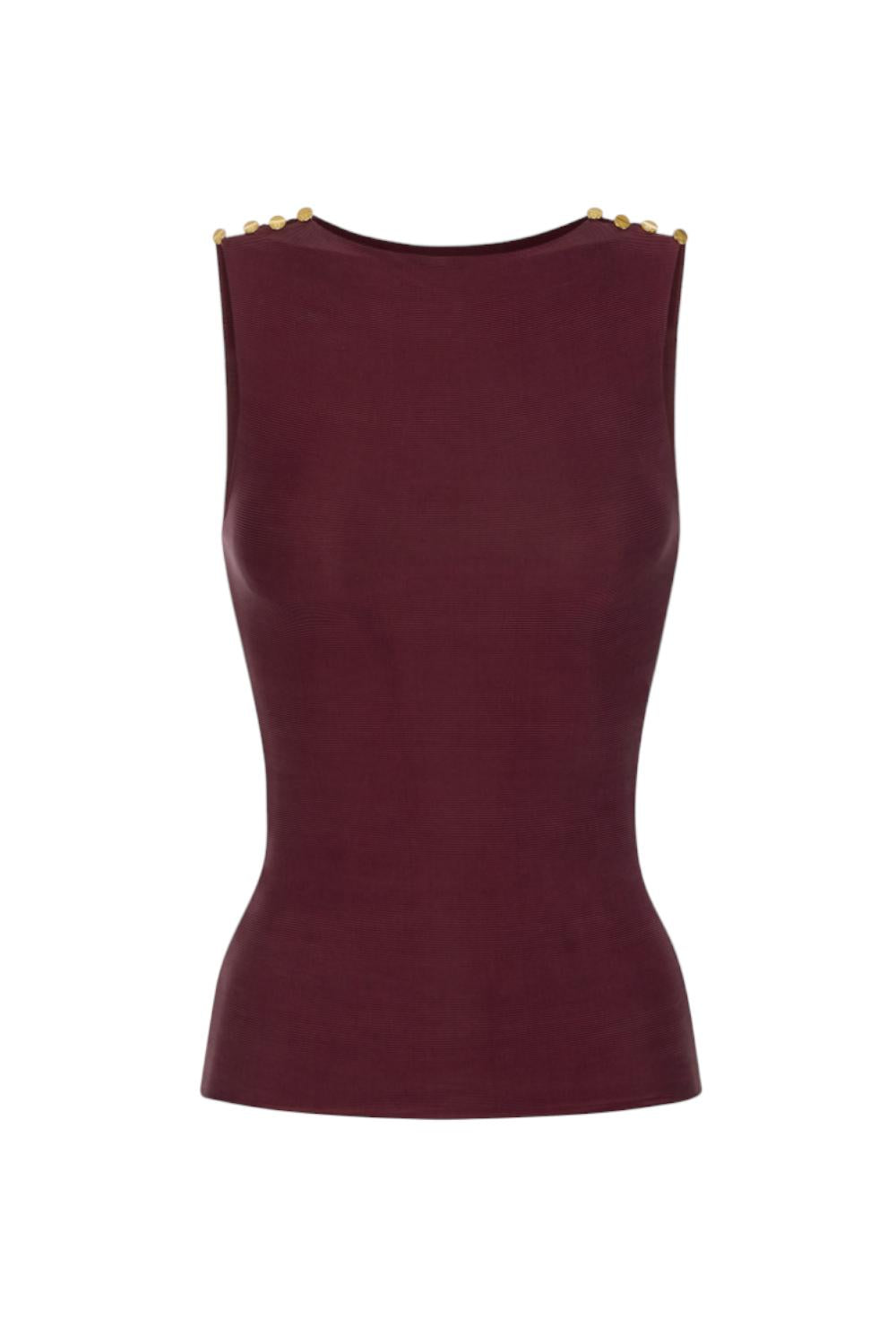 Canotta in cupro con bottoni<BR/> CN001 56E2EA3 Elisabetta Franchi 