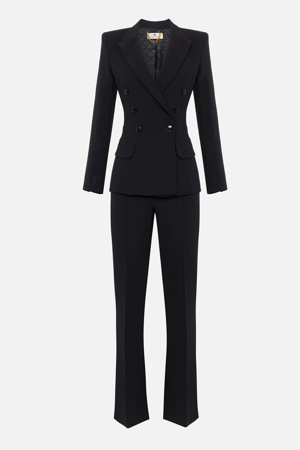 Tailleur doppiopetto in crêpe con bande in raso<BR/> TP002 51E2110 Elisabetta Franchi 
