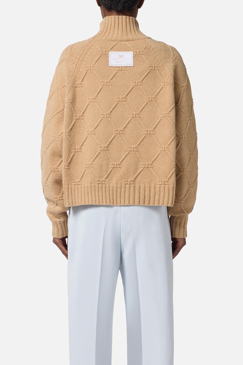 Pullover in maglia con losanghe jacquard<BR/> MK55T 57E2EA2 Elisabetta Franchi 