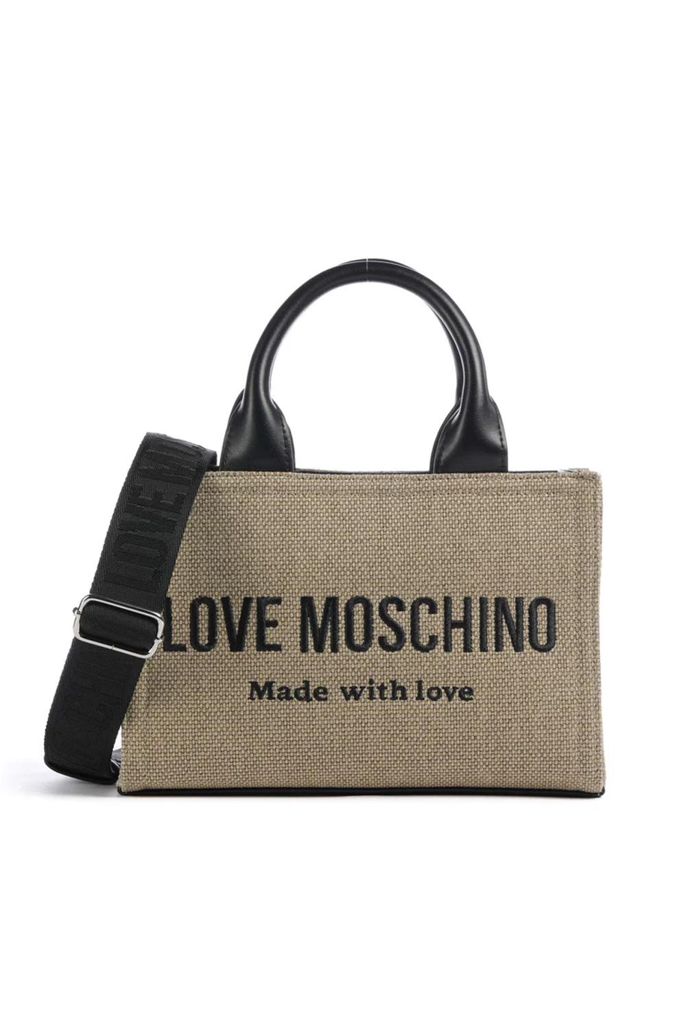 Cargo Canvas Borsa a Mano Donna in Cotone e Pelle Sintetica JC4226PP0O KB190A Love Moschino 