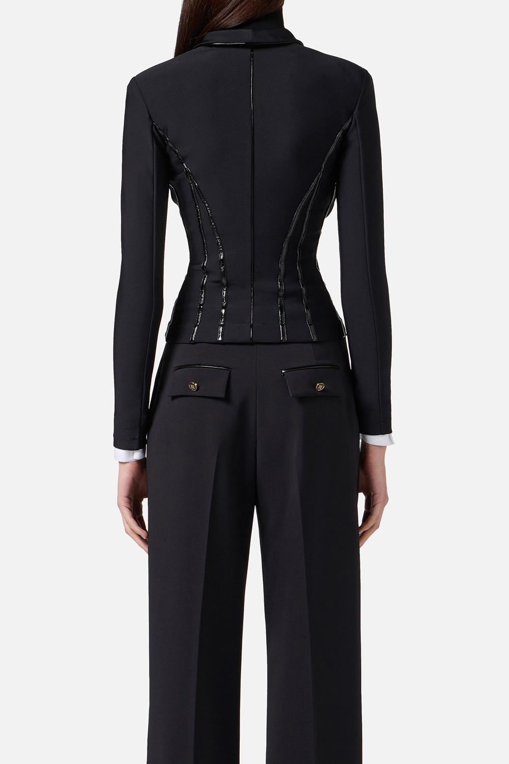 Giacca in neoprene con dettagli corsetto<BR/> GI182 57E2110 Elisabetta Franchi 