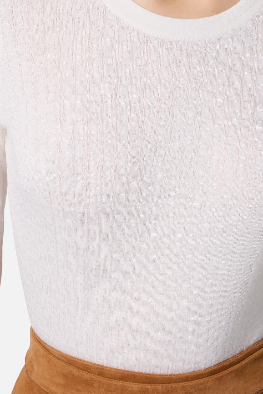 Maglia in lana con micro-logo jacquard<BR/> MK24S 56E2360 Elisabetta Franchi 