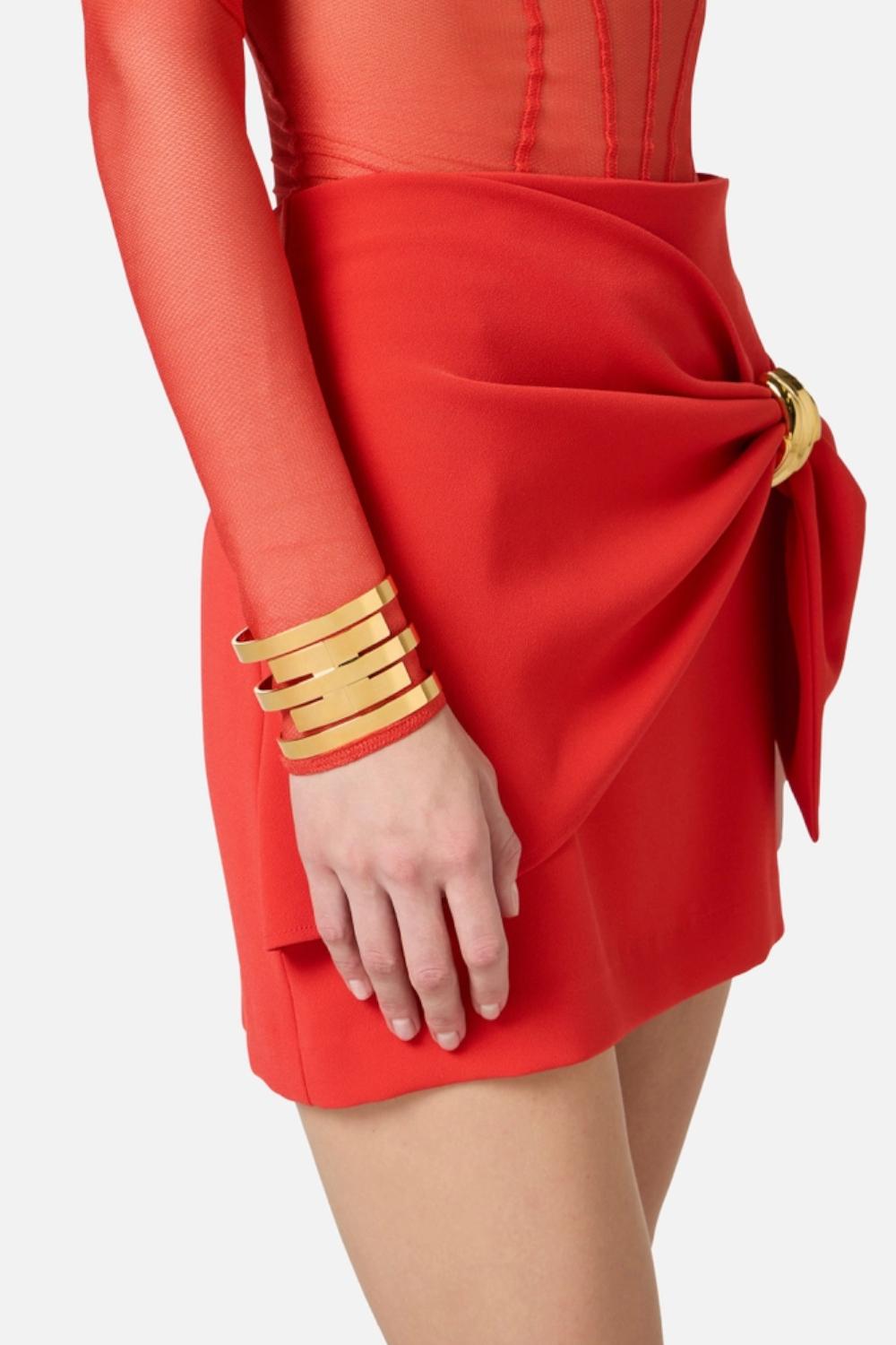 Bracciale Cuff Elisabetta Franchi in Metallo Dorato con Logo BC36B 61E2U95 Elisabetta Franchi 