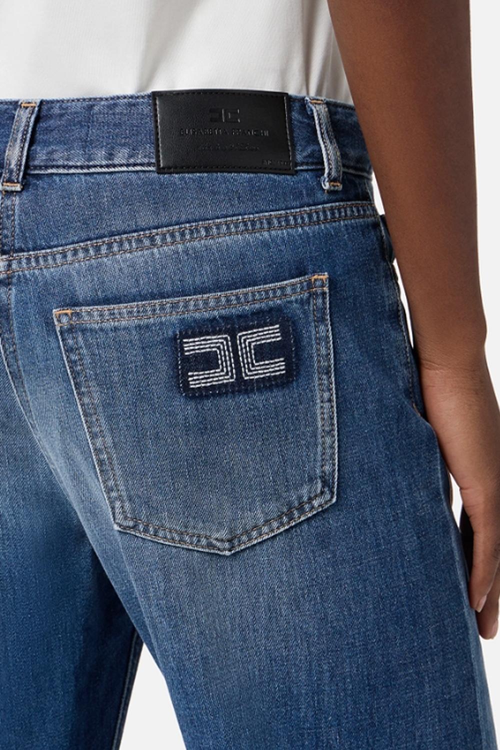 Jeans a palazzo con dettagli logo<BR/> PJ09I 56E2104 Elisabetta Franchi 