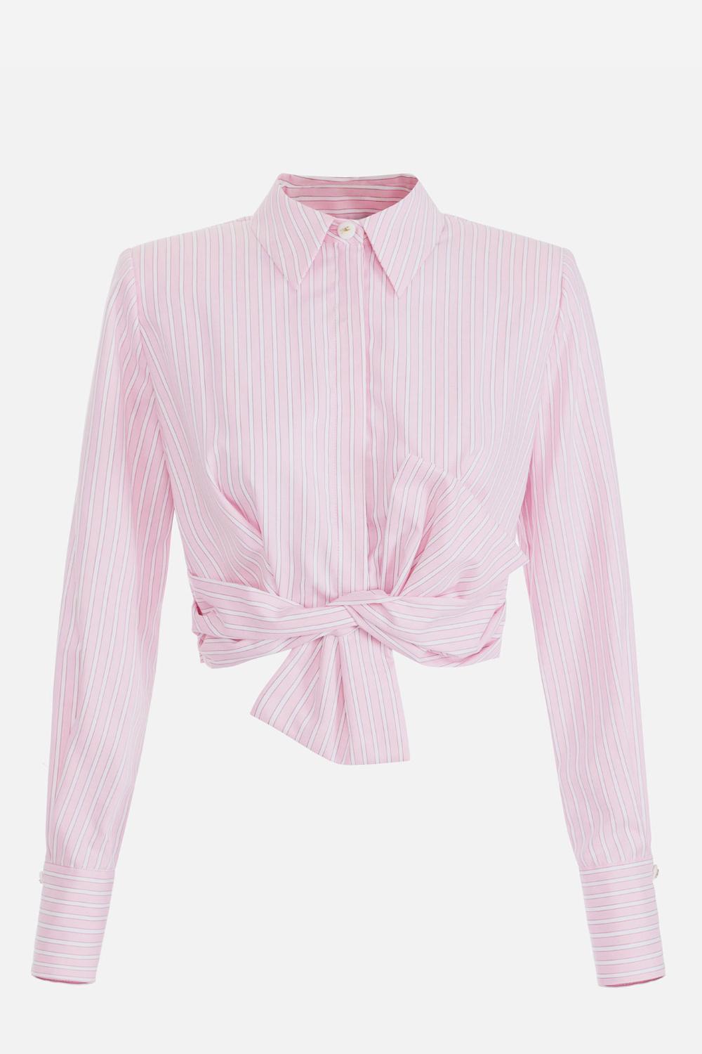 Camicia in popeline di cotone con fiocco<BR/> CA122 52E2DL7 Elisabetta Franchi 