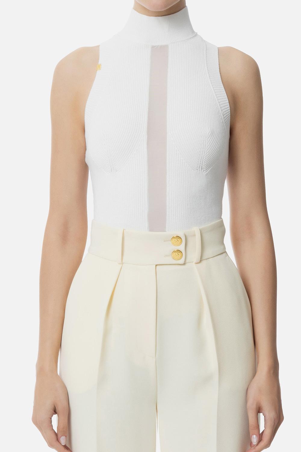 Top in viscosa con dettaglio in tulle<BR/> TK28S 51E2360 Elisabetta Franchi 
