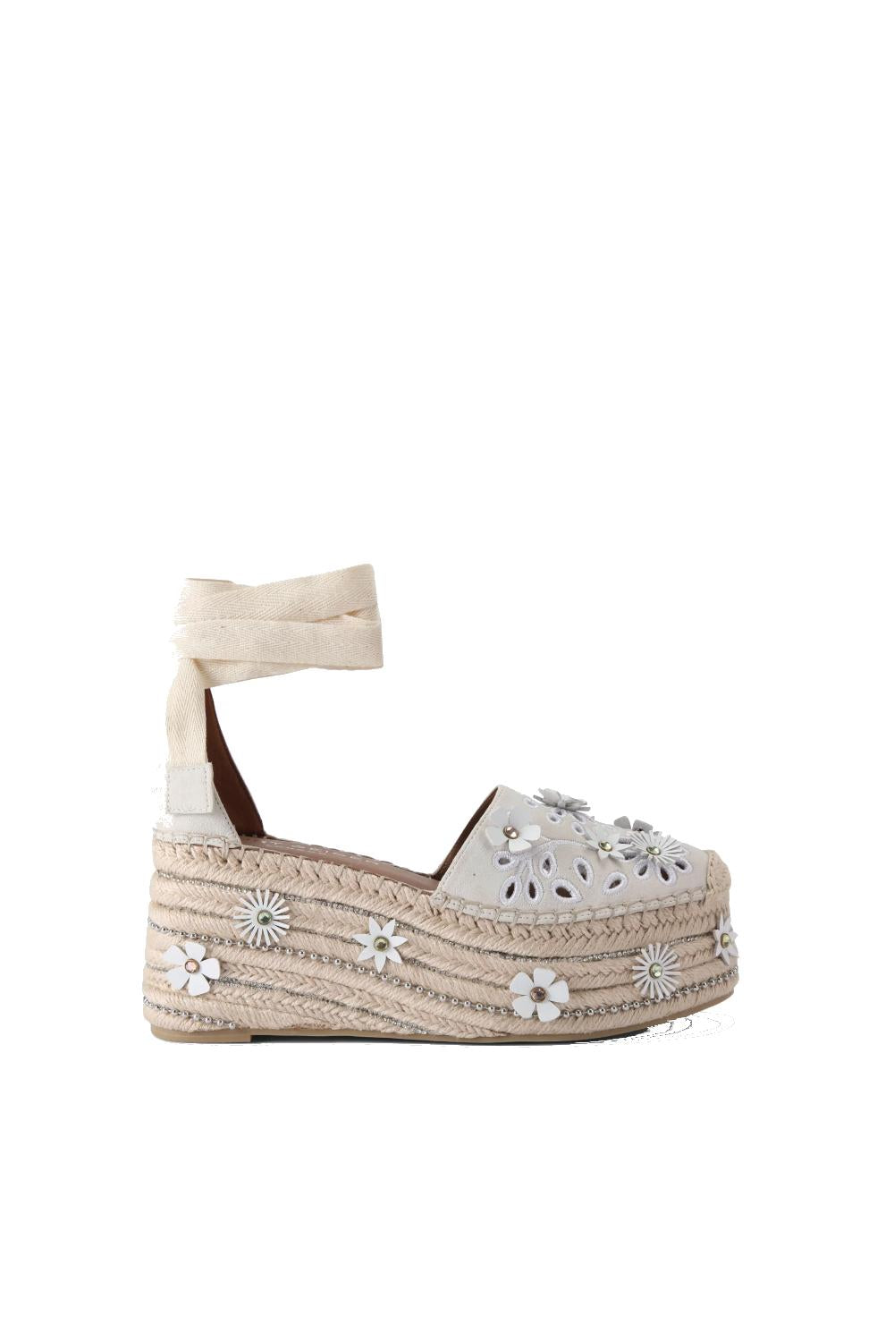 sandalo flower espadrille in morbida pelle scamosciata, fiori 3d ritagliati sulla punta, suola in corda 4352644209 BONE Kurt Geiger London 