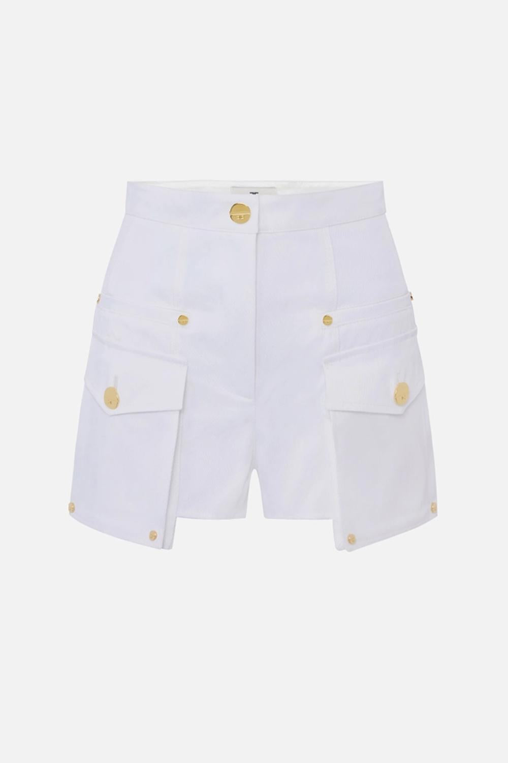Shorts Elisabetta Franchi in Gabardina di Cotone Stile Safari<BR/> SH006 61E2360 Elisabetta Franchi 