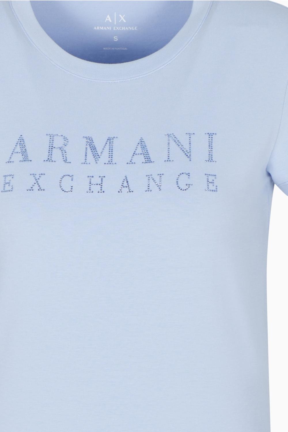T-shirt Girocollo con Logo in Strass XW001349 AF17173U9334 Armani Exchange 