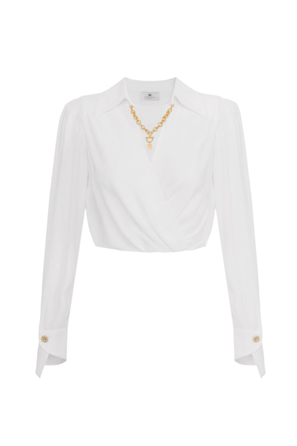 Camicia in georgette con dettaglio gioiello<BR/> CAT02 56E2360 Elisabetta Franchi 