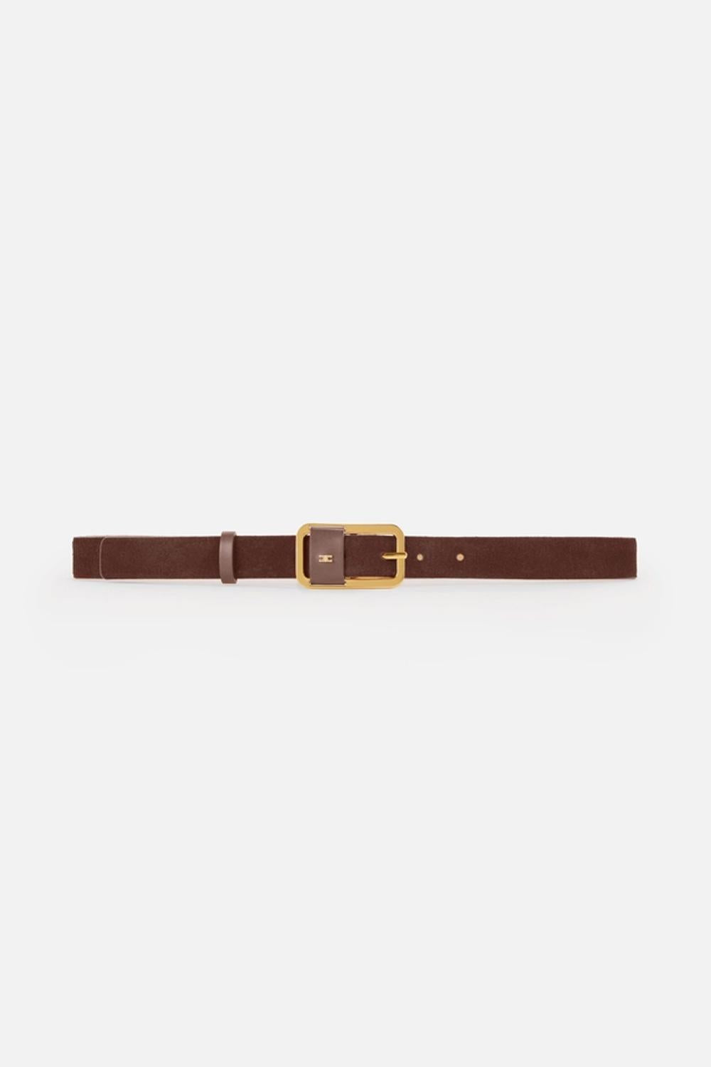 Cintura in pelle con logo a rilievo<BR/> CT42S 58E2EA3 Elisabetta Franchi 