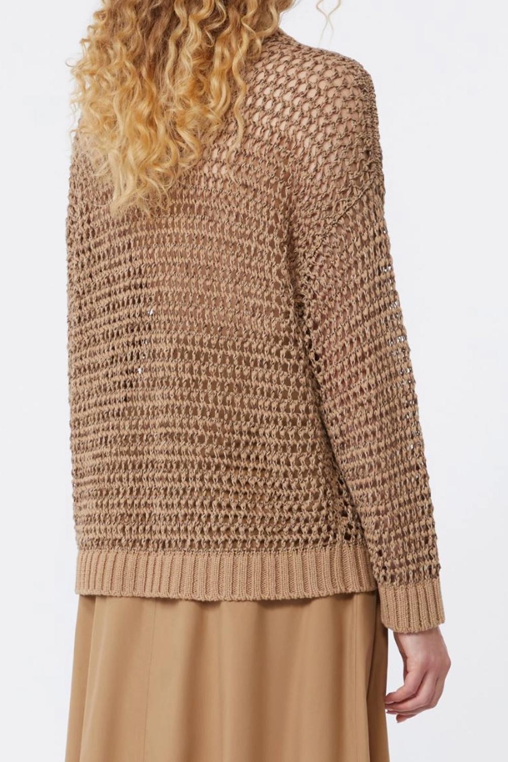 Maglia a rete in filato di lino e cotone WKDONIRICA 002CUOIO Max Mara Weekend 