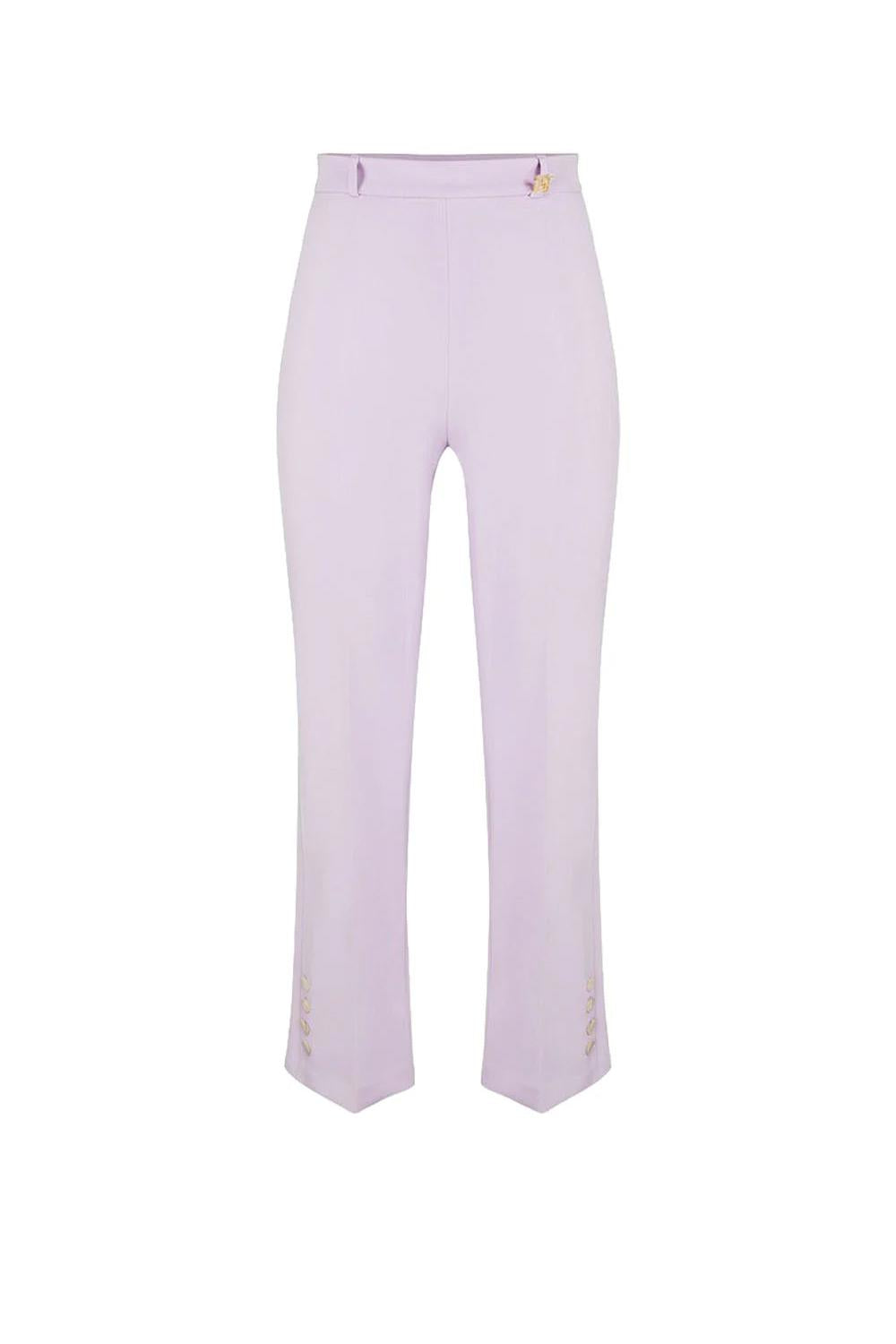 Pantaloni in doppio crêpe stretch con logo charm PA168 61E2EV7 Elisabetta Franchi 