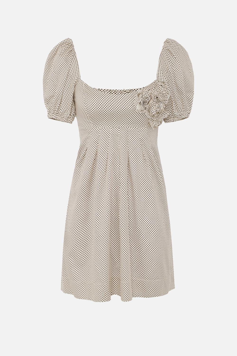 Abito in cotone con stampa pois e rose ricamate<BR/> AB776 52E2E84 Elisabetta Franchi 