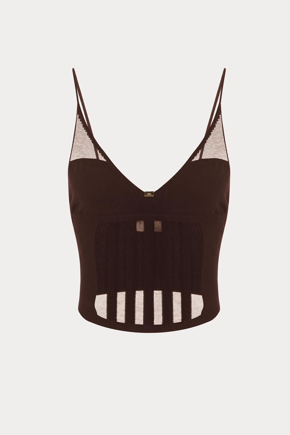 Top con trasparenze e tagli corsetto<BR/> TK25Q 51E2644 Elisabetta Franchi 