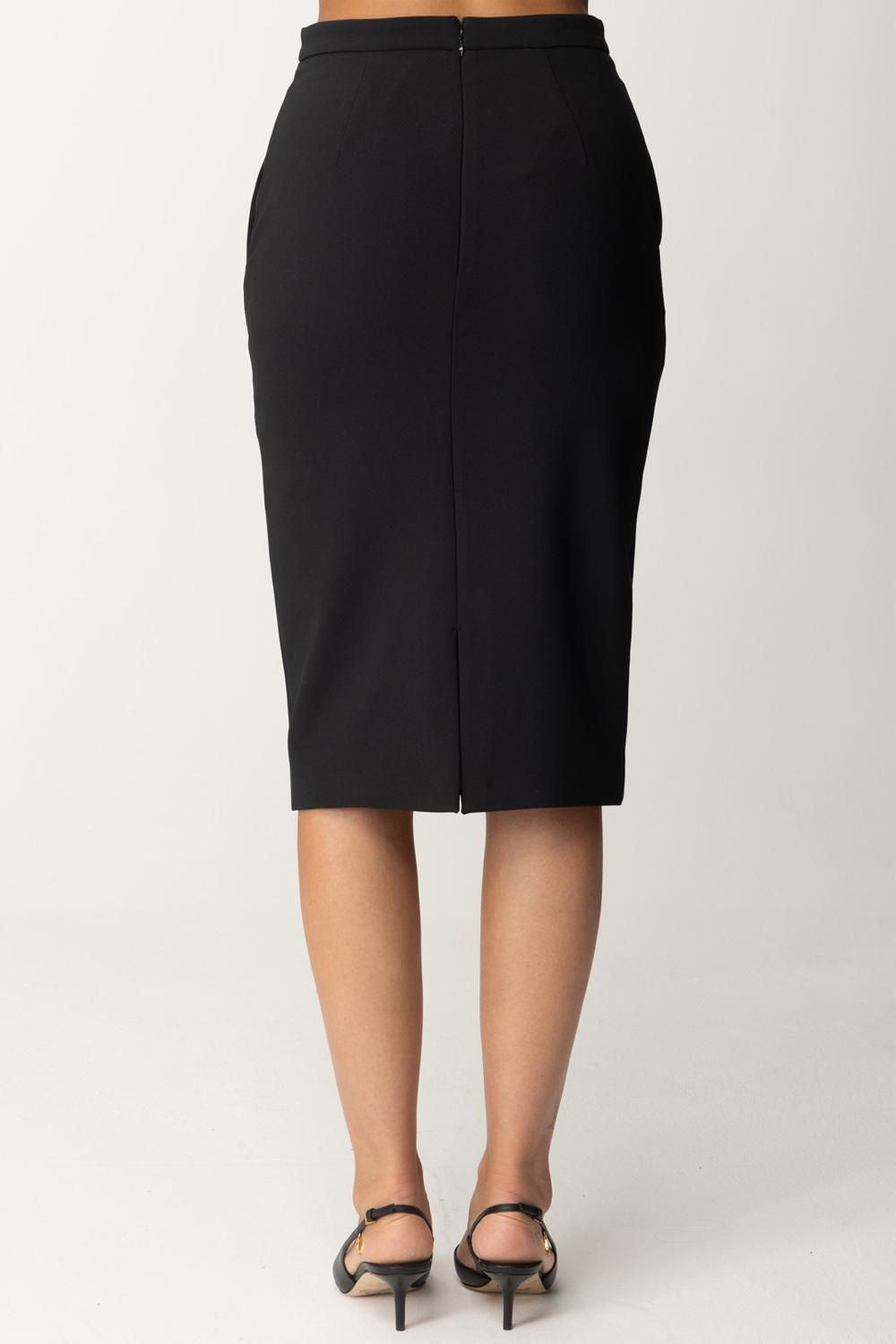 Gonna midi in crêpe stretch con morsetto<BR/> GO044 46E2110 Elisabetta Franchi 
