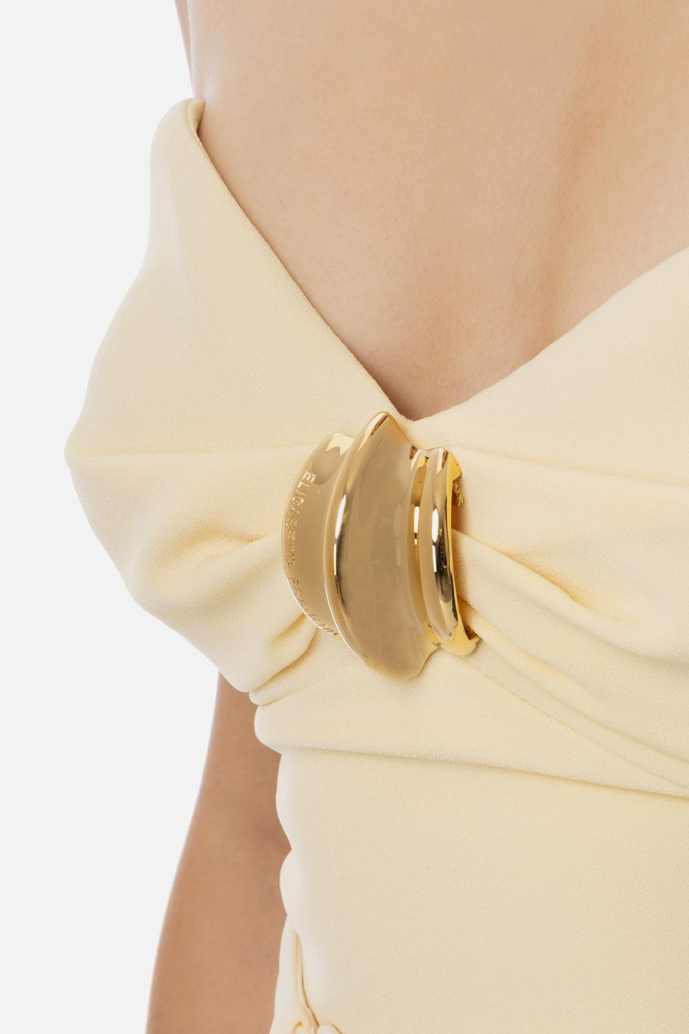 Top in crêpe fluido con decorazione gioiello<BR/> TO018 51E2DC7 Elisabetta Franchi 
