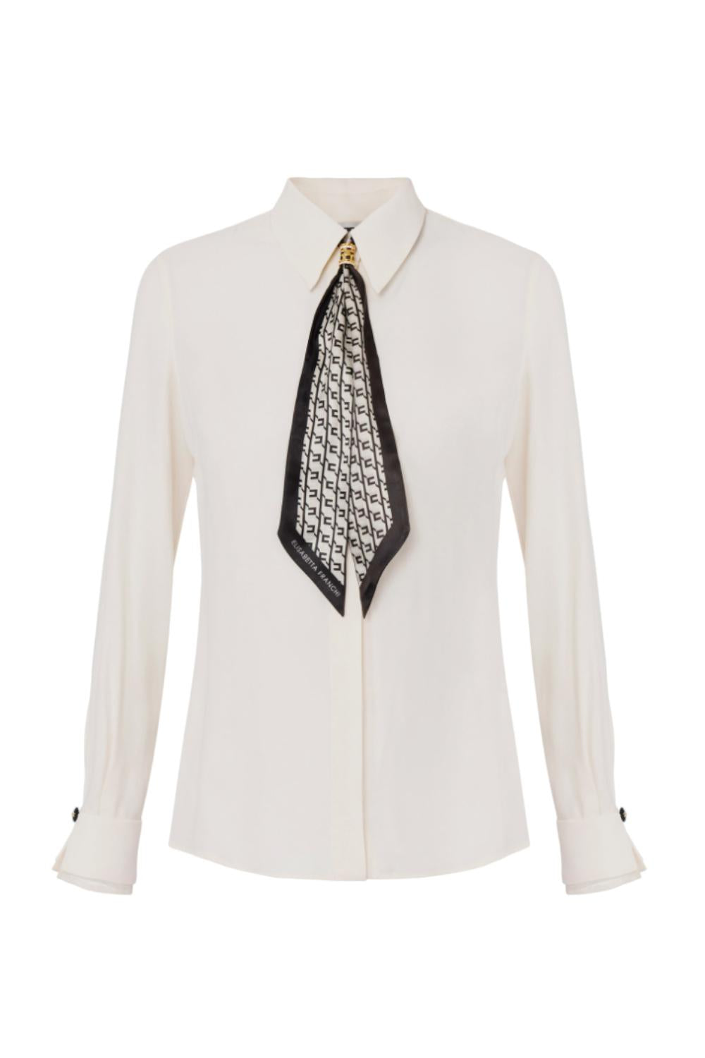 Camicia in georgette con foulard<BR/> CA093 56E2DZ9 Elisabetta Franchi 
