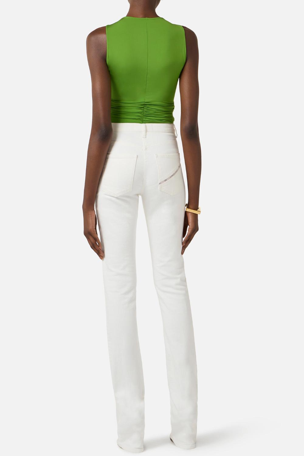 Top Elisabetta Franchi in Jersey con Drappeggio Centrale e Fermanodo Gioiello<BR/> TO037 61E2EV3 Elisabetta Franchi 