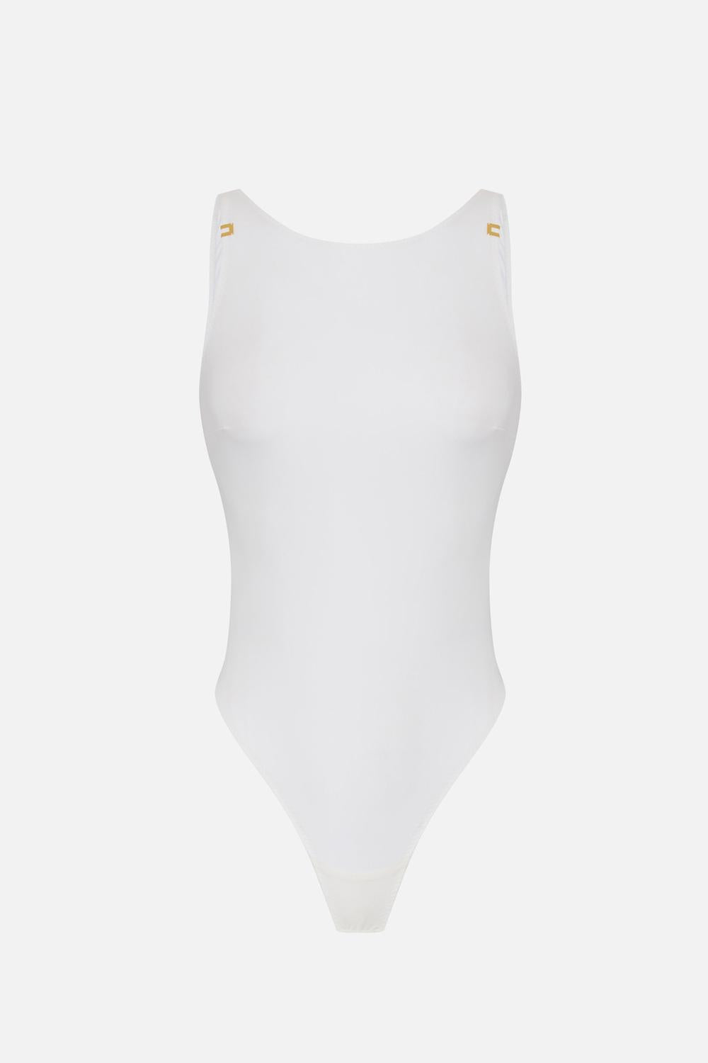 Body in jersey crêpe con dettagli logo BO034 62E2360 Elisabetta Franchi 