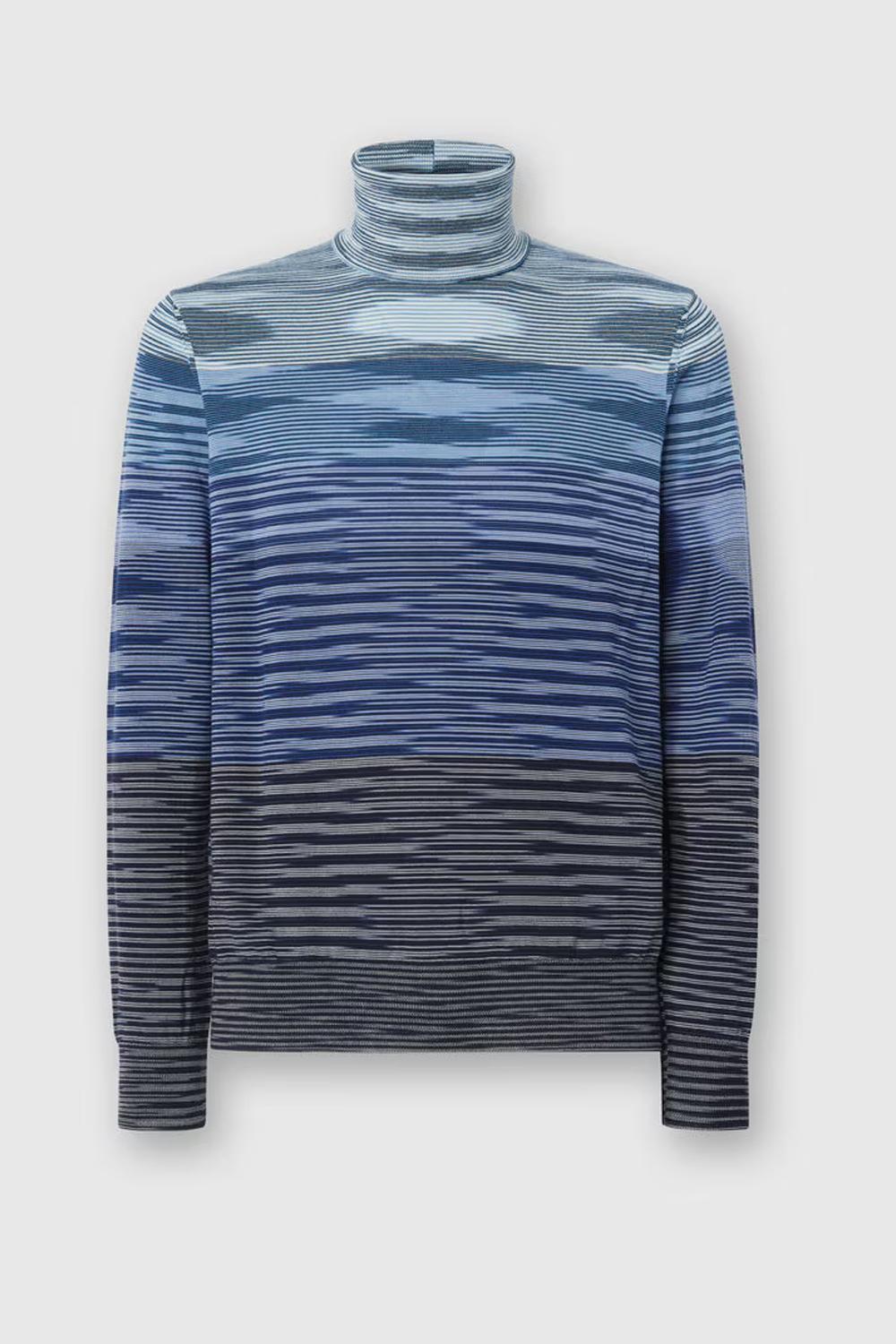 Maglia collo alto in pura lana fiammata all-over<BR/> US25WN0U BK015US72MN Missoni 