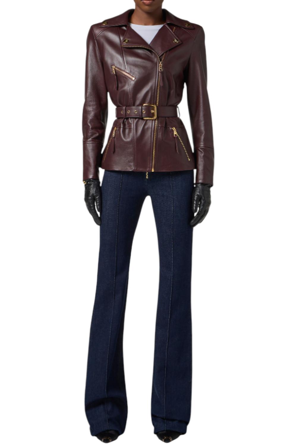 Giacca biker in pelle<BR/> GD50Z 56E2EA4 Elisabetta Franchi 