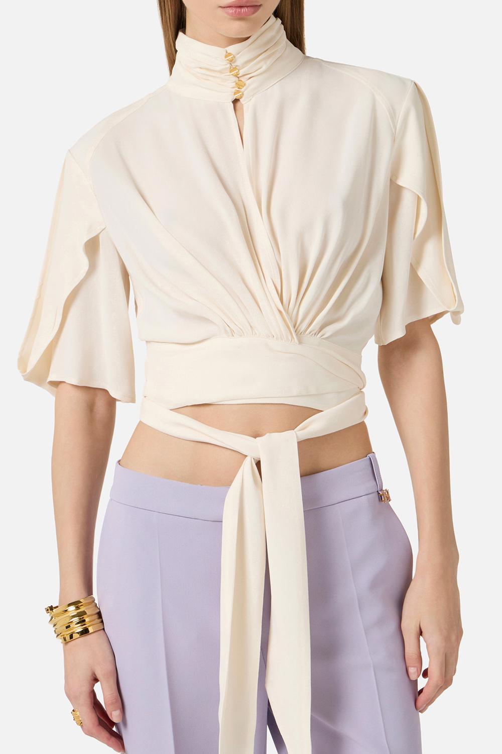 Blusa in georgette di viscosa con volant e fusciacca CA158 62E2193 Elisabetta Franchi 
