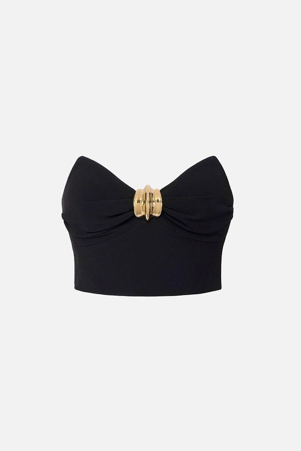 Top in crêpe fluido con decorazione gioiello<BR/> TO018 51E2110 Elisabetta Franchi 
