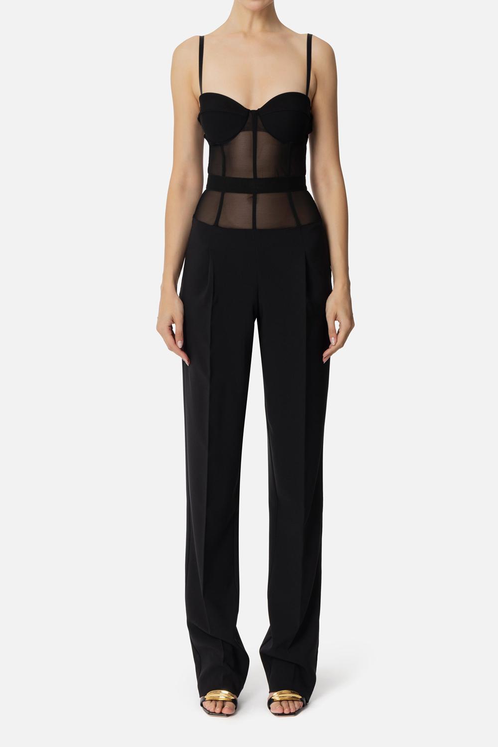 Tuta in crêpe e tulle<BR/> TU030 51E2110 Elisabetta Franchi 