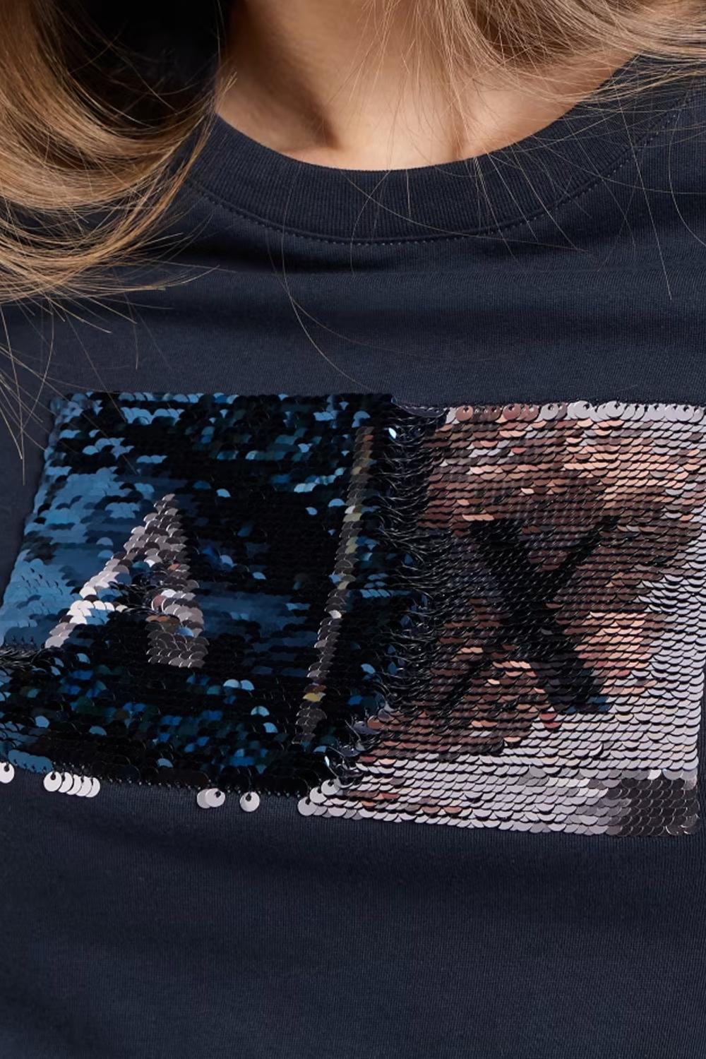 T-shirt slim fit con logo con strass Armani Exchange<BR/> 8NYTDL YJ73Z8534 Armani Exchange 