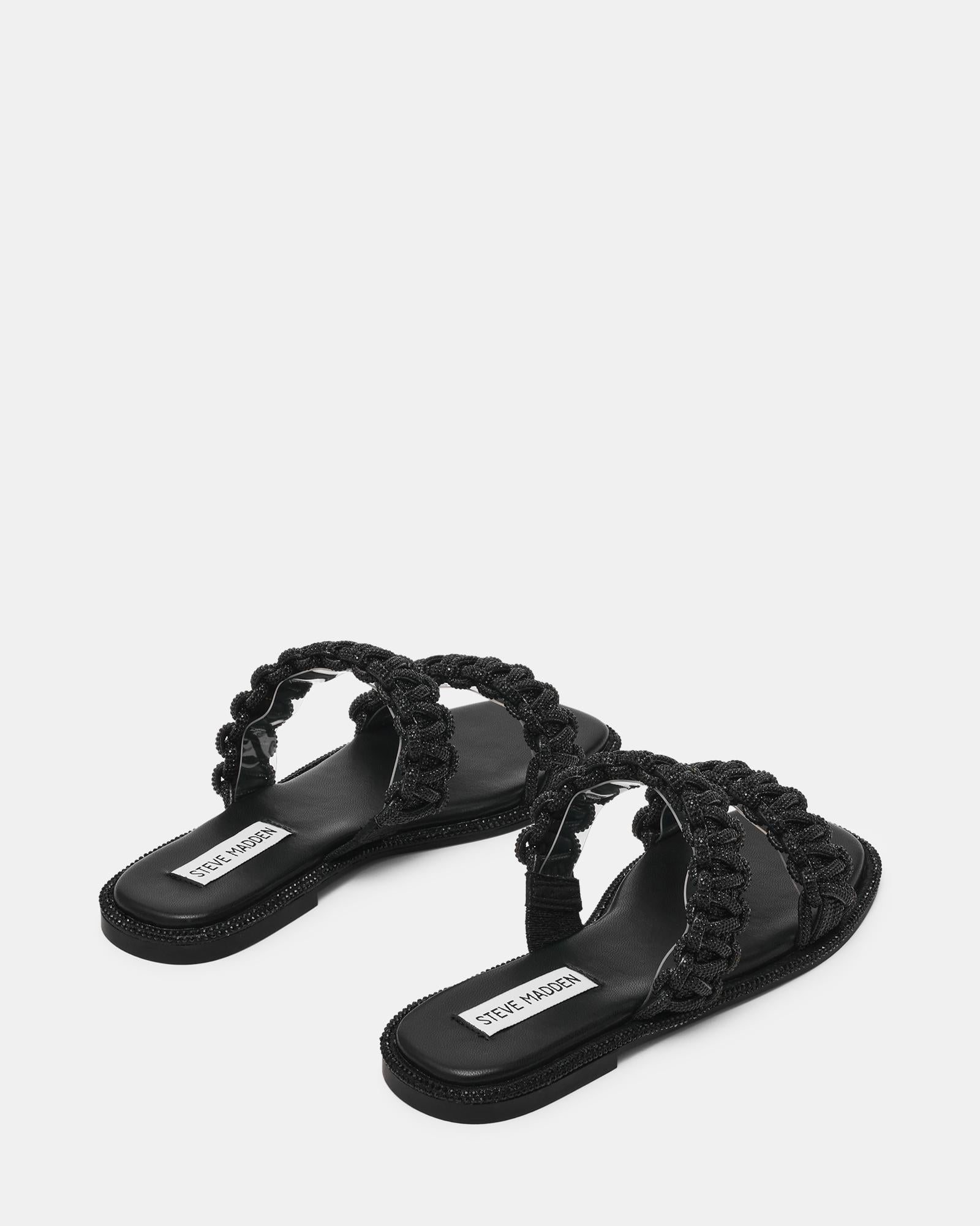 Sandalo Flat NYSSA con Doppia Fascia Intrecciata e Strass NYSSA BLACK Steve Madden 
