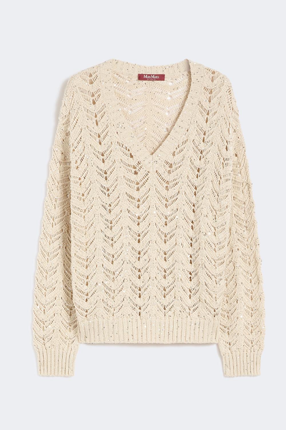 Maglia in filato di cotone e paillette MSTFELINO 002BEIGE Max Mara Studio 