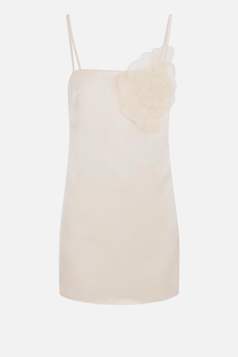 Abito in duchesse con fiore ricamato<BR/> AB730 52E2193 Elisabetta Franchi 