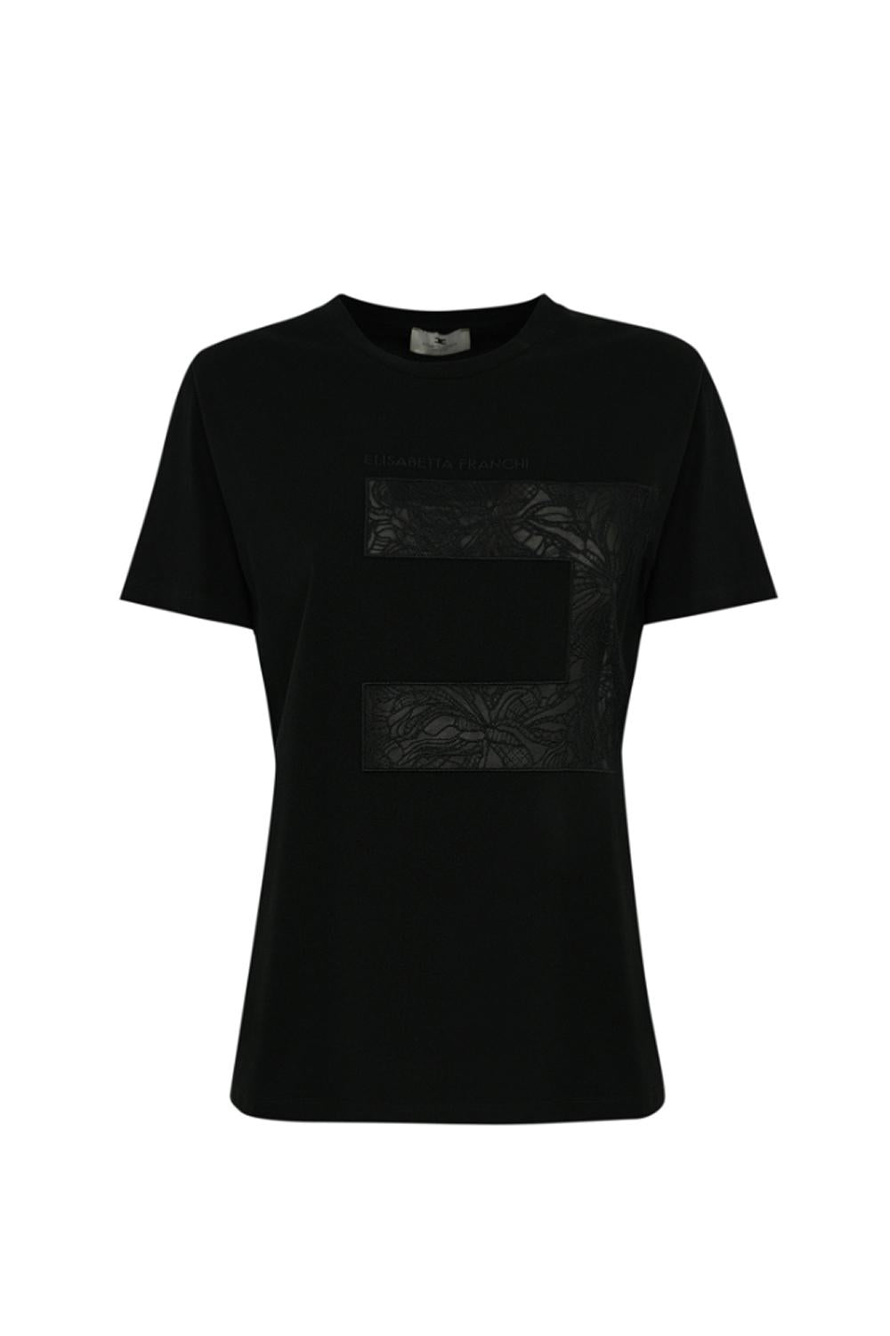 T-shirt in jersey con macro logo in voile<BR/> MA031 51E2110 Elisabetta Franchi 