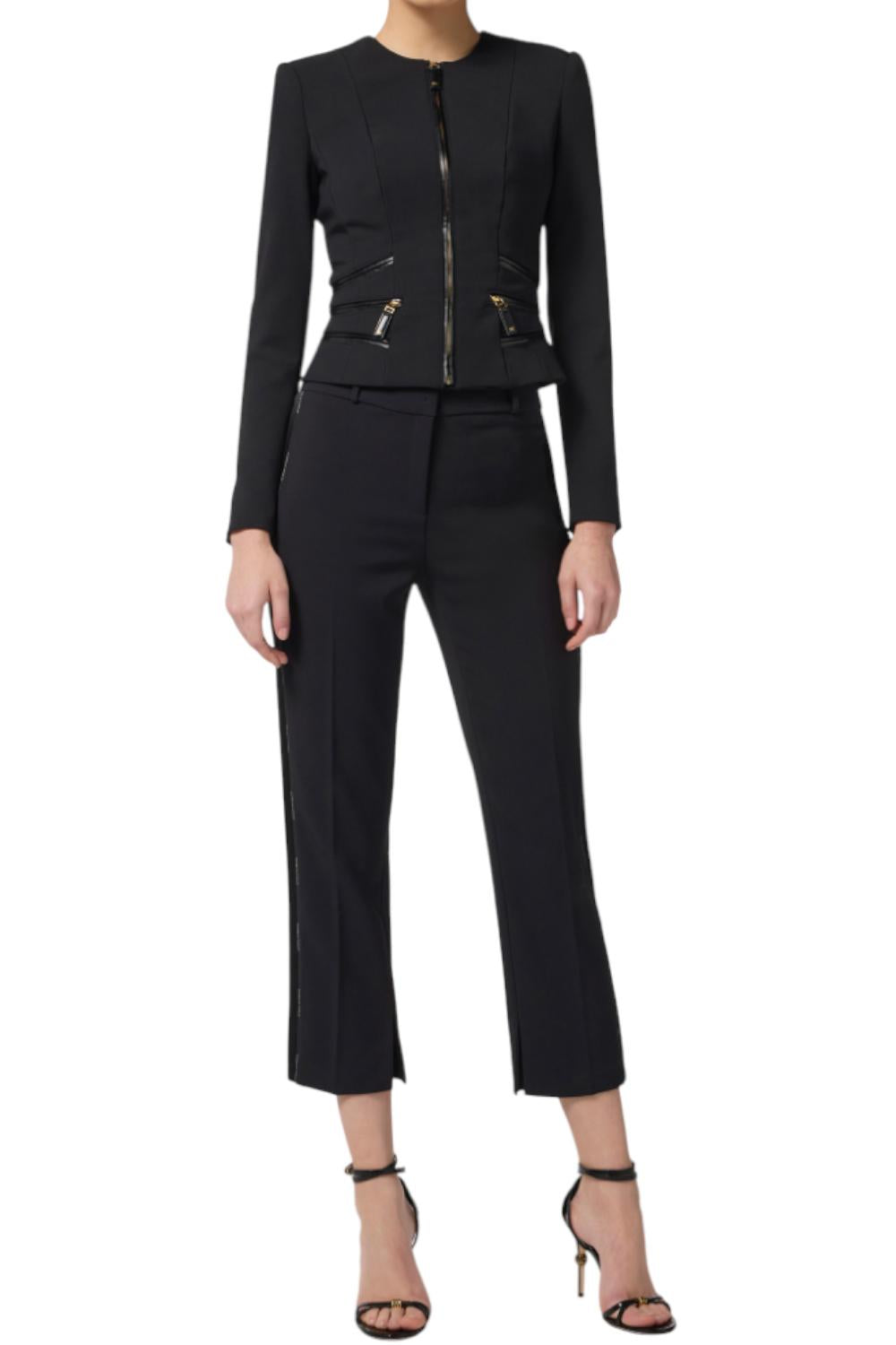 Giacca in doppio crêpe con dettagli zip<BR/> GI173 56E2110 Elisabetta Franchi 