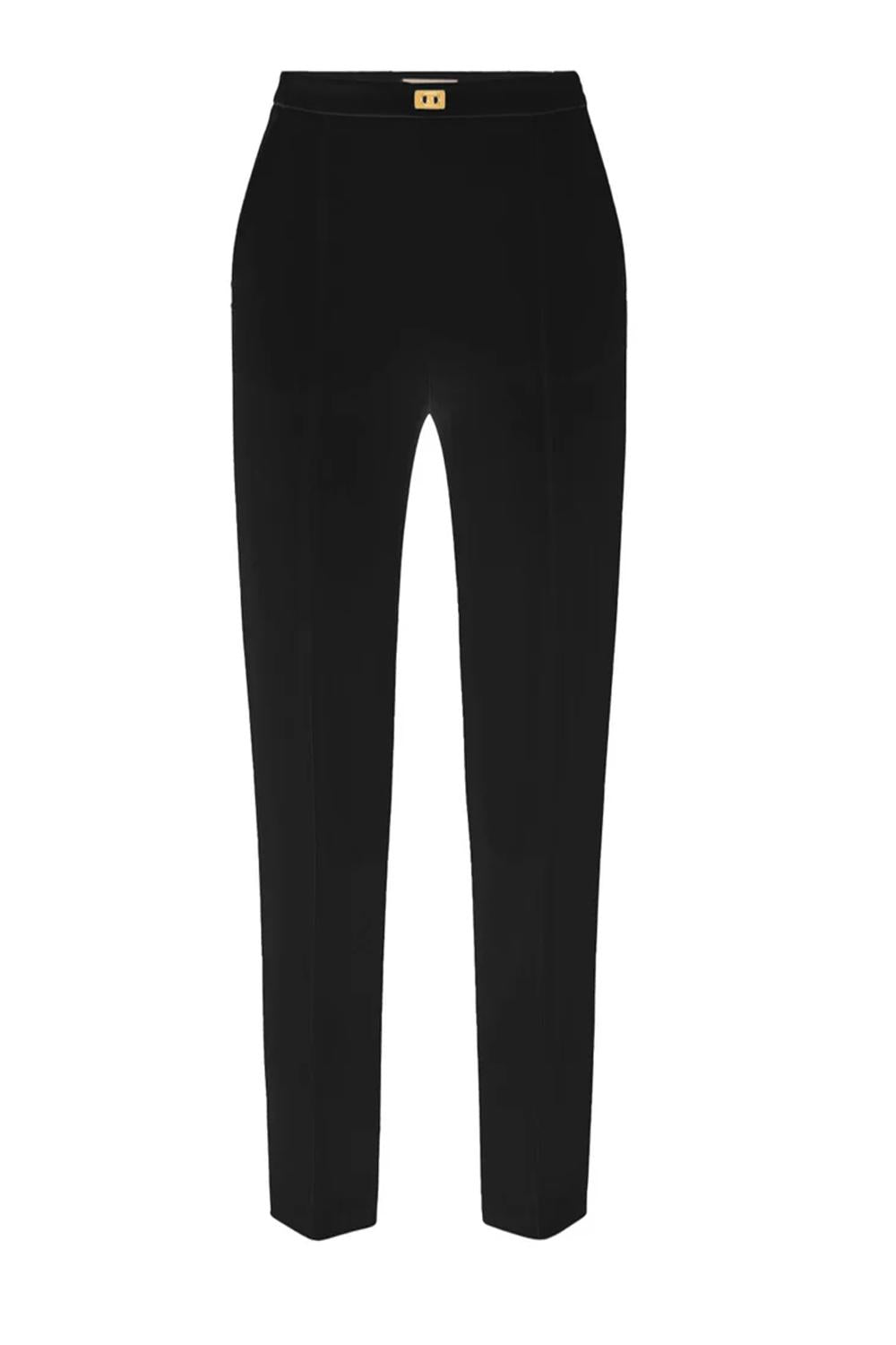Pantaloni in crêpe con tasche e placca logo<BR/> PA076 51E2110 Elisabetta Franchi 