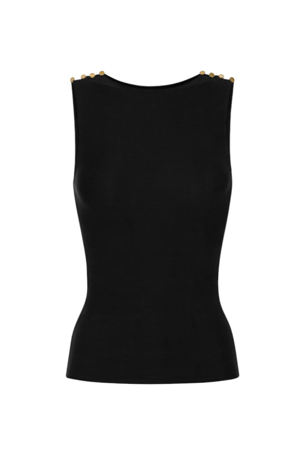 Canotta in cupro con bottoni<BR/> CN001 56E2110 Elisabetta Franchi 