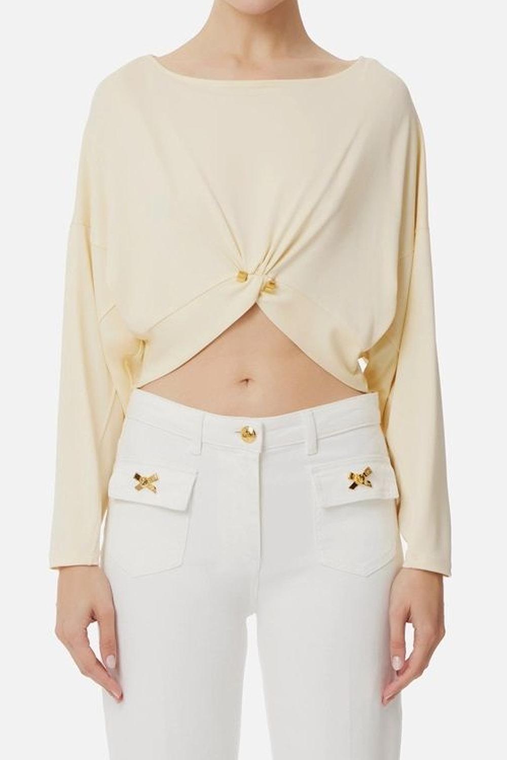 Maglia in jersey crêpe con piercing<BR/> MD002 51E2DC7 Elisabetta Franchi 