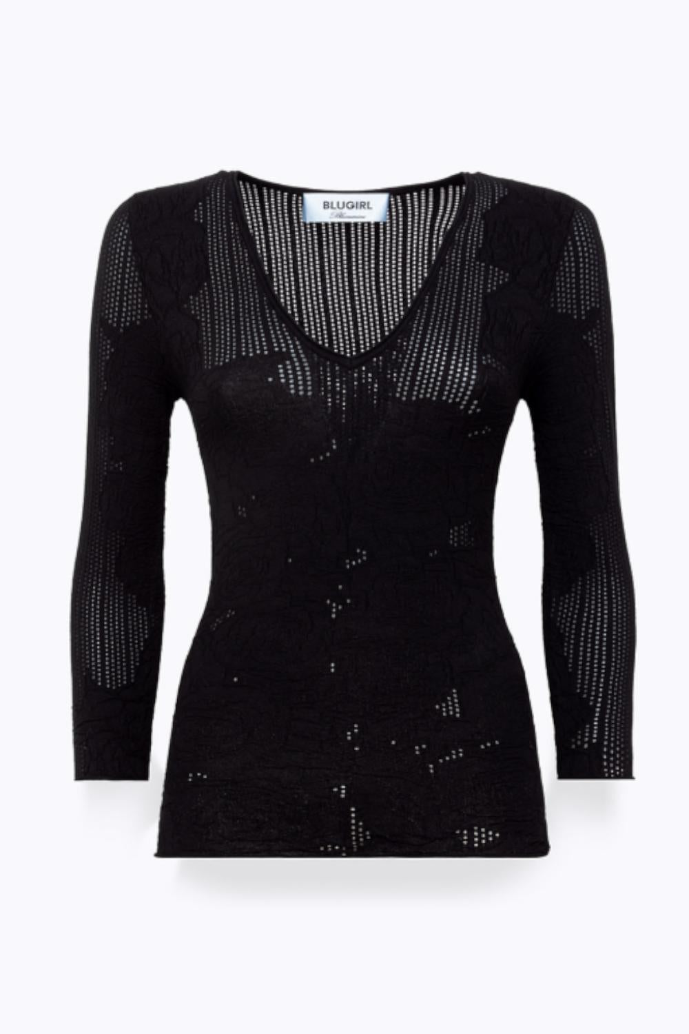 MAGLIA FITTED CON MOTIVO FLOREALE<BR/> RA5011 MS99E22222 Blugirl 
