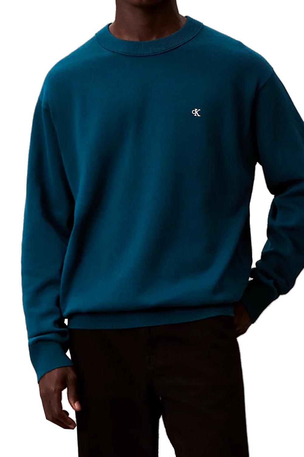 Maglione con monogramma in cotone taglio relaxed<BR/> LV04RC309G PJL Calvin Klein 