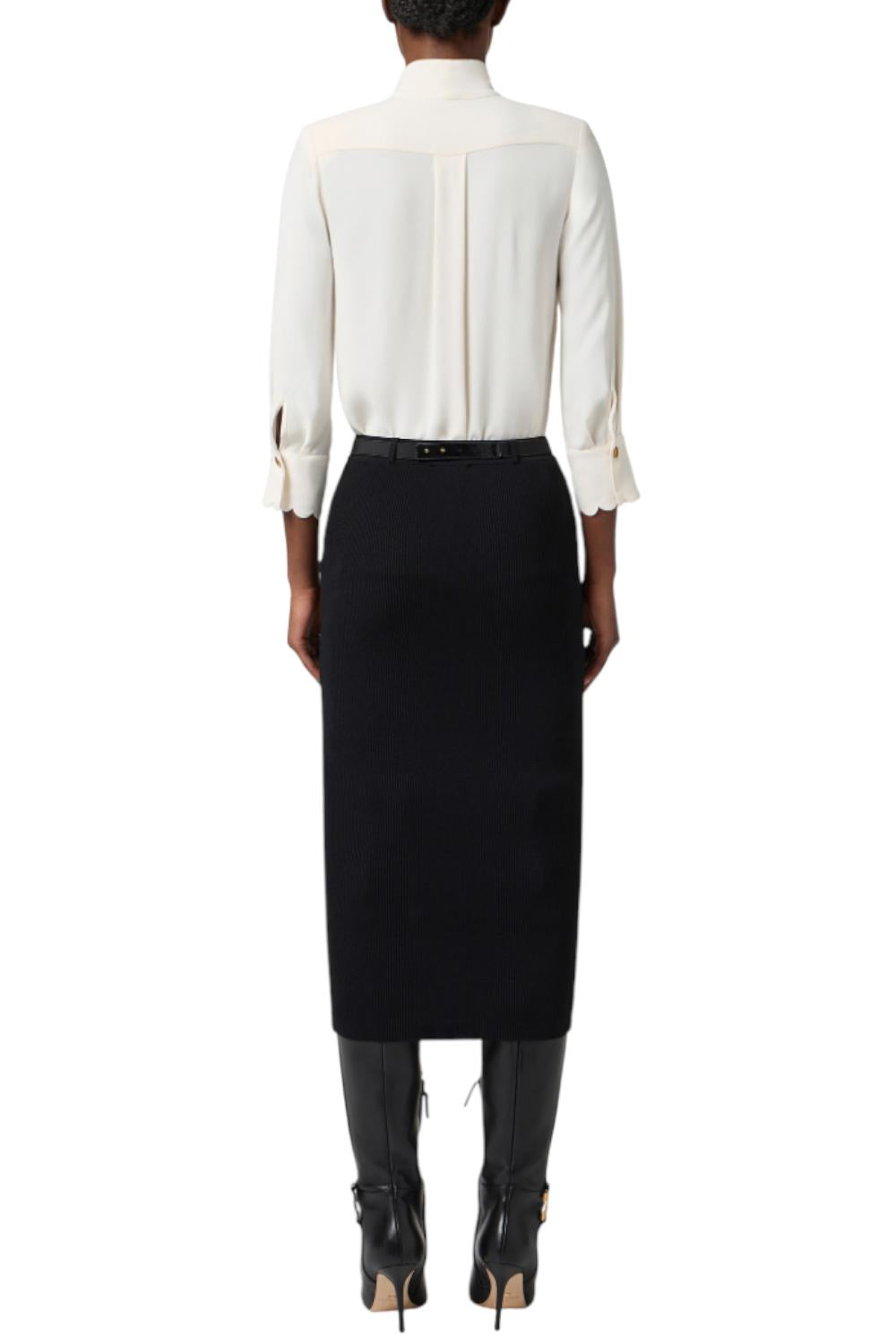 Gonna in maglia a costine con cintura<BR/> GK17B 56E2110 Elisabetta Franchi 