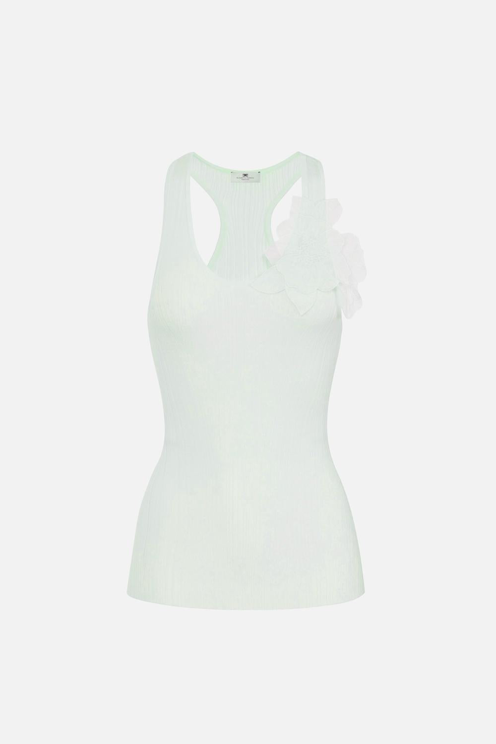 Canotta a costine con fiore<BR/> TK29B 51E2124 Elisabetta Franchi 
