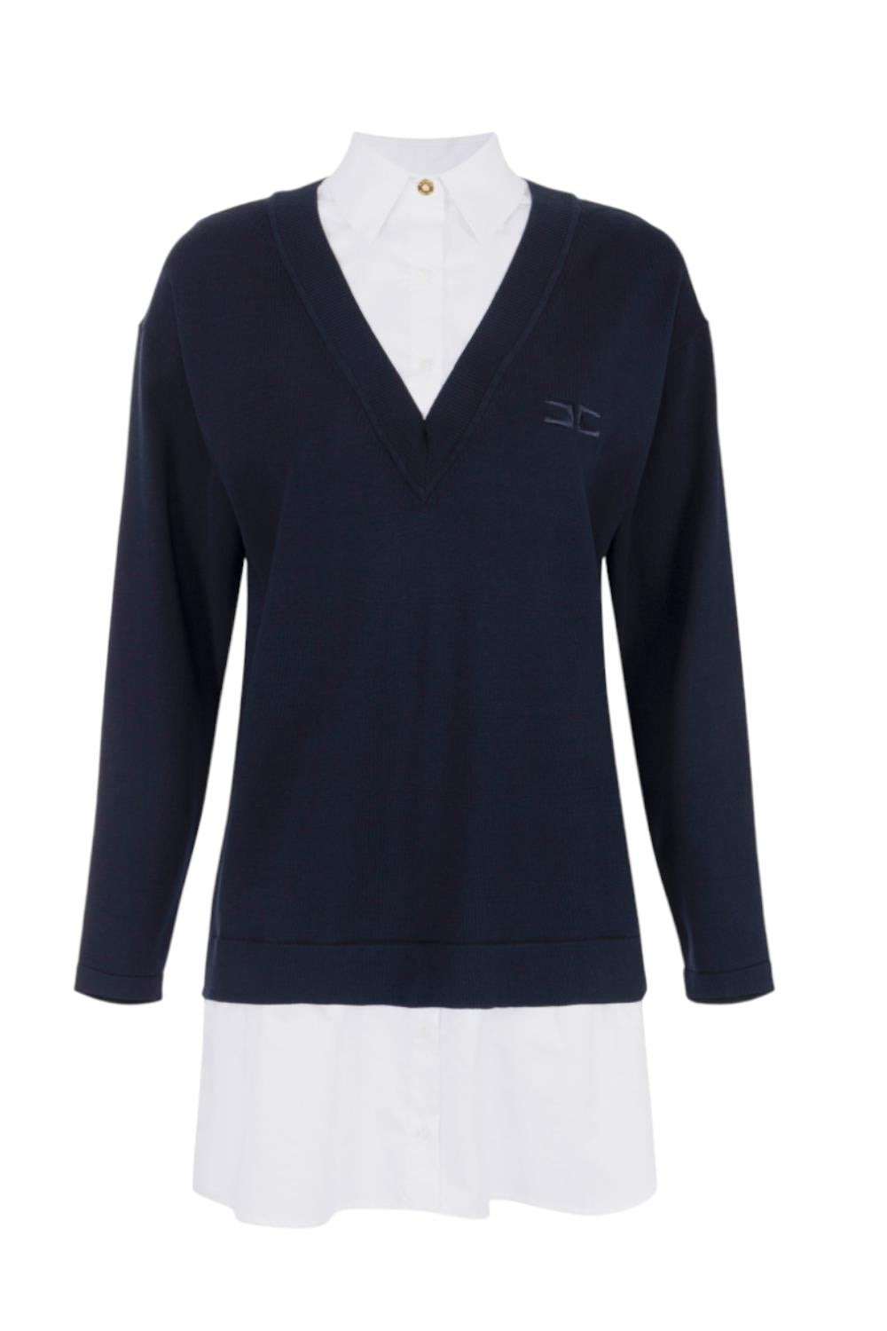 Abito in maglia di viscosa e popeline di cotone<BR/> AM09T 56E2EF7 Elisabetta Franchi 