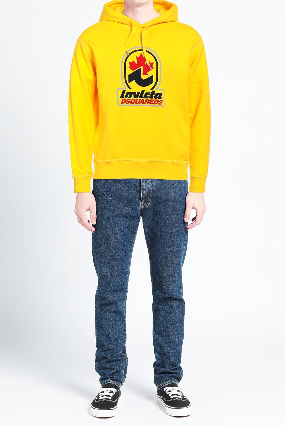 Felpa con cappuccio Invicta x Dsquared2 in cotone con stampa logo frontale S71GU0561 S25516173YELLOW Dsquared2 