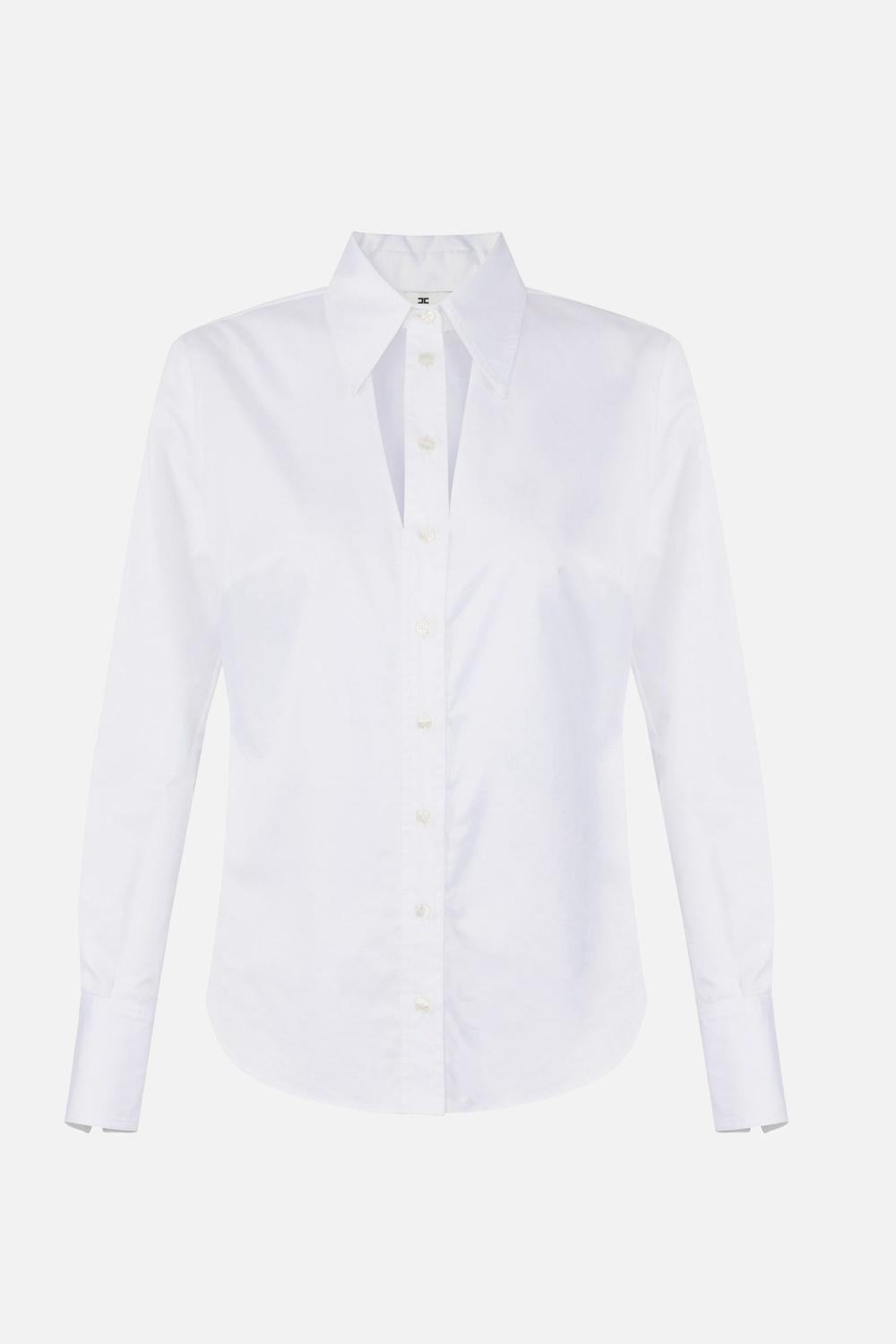Camicia Elisabetta Franchi in Cotone con Colletto Cut-Out e Polsi Ricamati CA128 61E2100 Elisabetta Franchi 